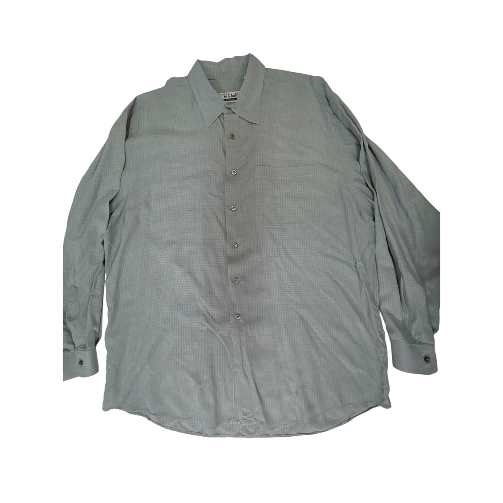 Jos A Bank Mens XL Sage Green Micro Check Polynosic Rayon Button Down Shirt
